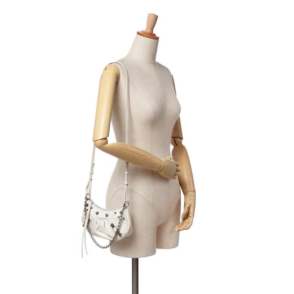 Pre-owned Balenciaga Mini Embossed Le Cagole White