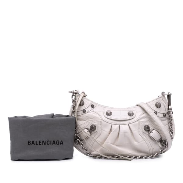 Pre-owned Balenciaga Mini Embossed Le Cagole White