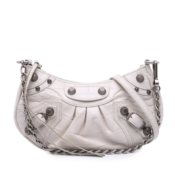 Pre-owned Balenciaga Mini Embossed Le Cagole White