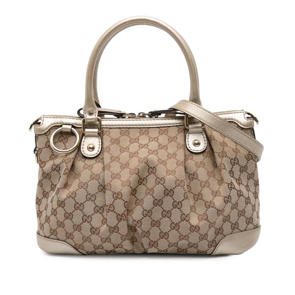 Pre-owned Gucci GG Canvas Sukey Satchel Brown