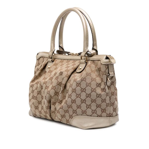 Pre-owned Gucci GG Canvas Sukey Satchel Brown