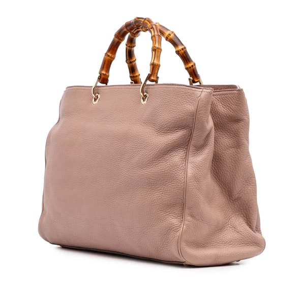 Pre-owned Gucci Large Calfskin Bamboo Shopper Satchel Pink
