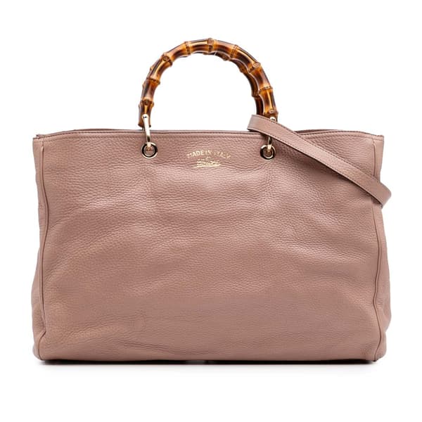 Pre-owned Gucci Large Calfskin Bamboo Shopper Satchel Pink