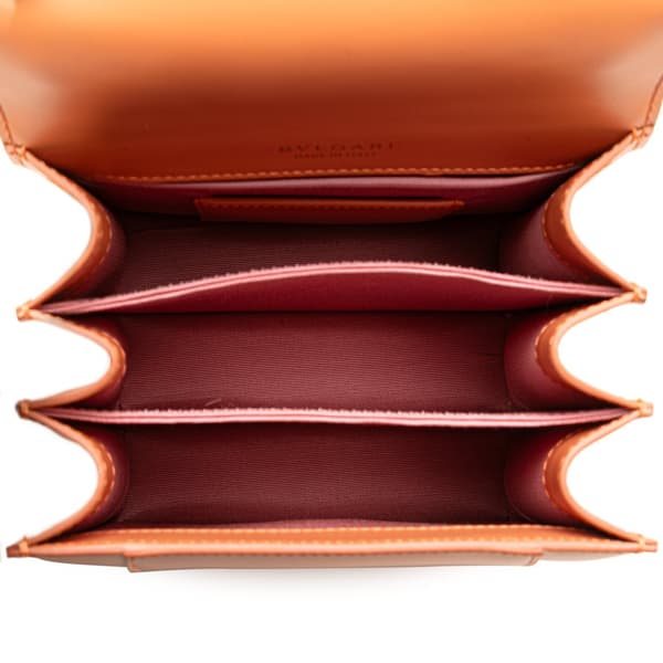 Pre-owned Bvlgari Calfskin Serpenti Forever Top Handle Orange