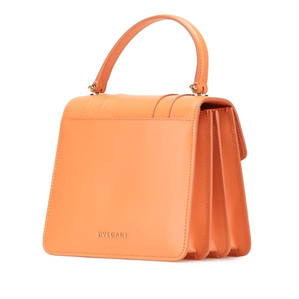 Pre-owned Bvlgari Calfskin Serpenti Forever Top Handle Orange