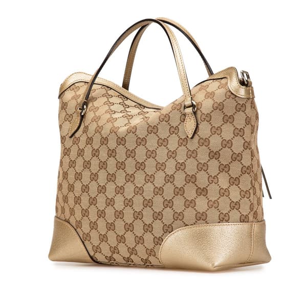 Pre-owned Gucci GG Canvas Bree Satchel Brown