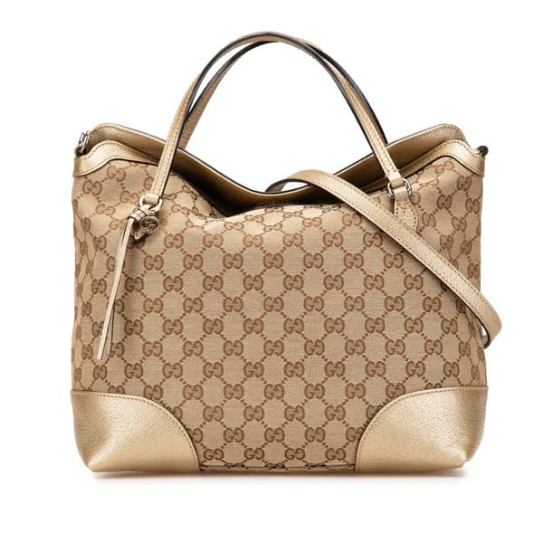 Pre-owned Gucci GG Canvas Bree Satchel Brown