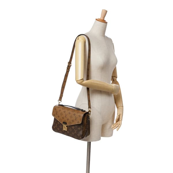 Pre-owned Louis Vuitton Monogram Reverse Pochette Metis Brown
