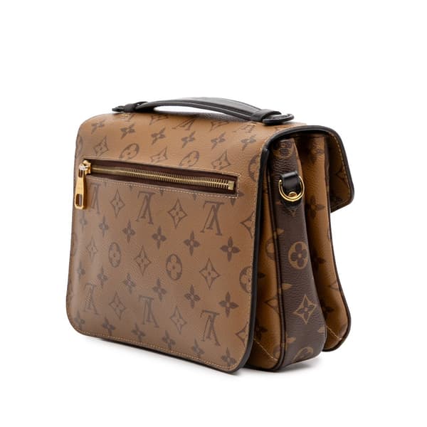 Pre-owned Louis Vuitton Monogram Reverse Pochette Metis Brown