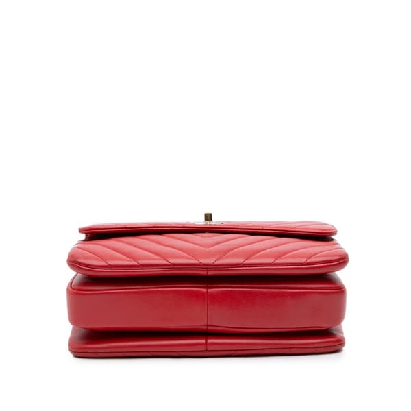 Pre-owned Chanel Small Chevron Lambskin Trendy CC Flap Red