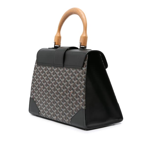Pre-owned Goyard Goyardine Saigon Structured MM Black