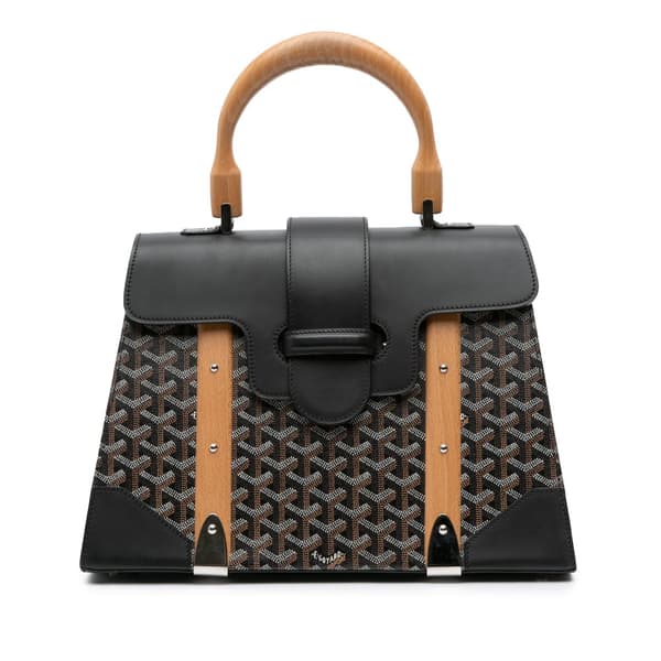 Pre-owned Goyard Goyardine Saigon Structured MM Black
