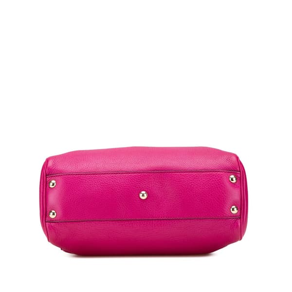 Pre-owned Gucci Small Calfskin Bamboo Shopper Satchel Pink