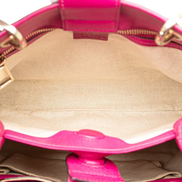 Pre-owned Gucci Small Calfskin Bamboo Shopper Satchel Pink