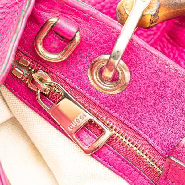 Pre-owned Gucci Small Calfskin Bamboo Shopper Satchel Pink