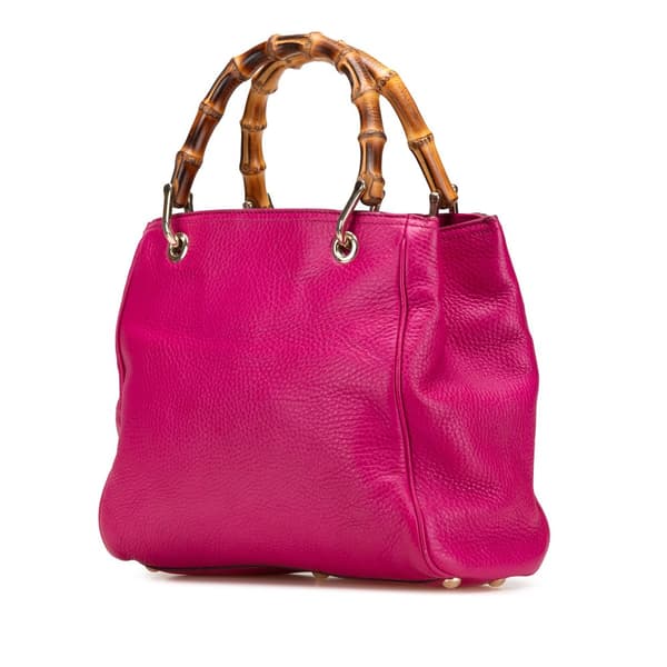 Pre-owned Gucci Small Calfskin Bamboo Shopper Satchel Pink