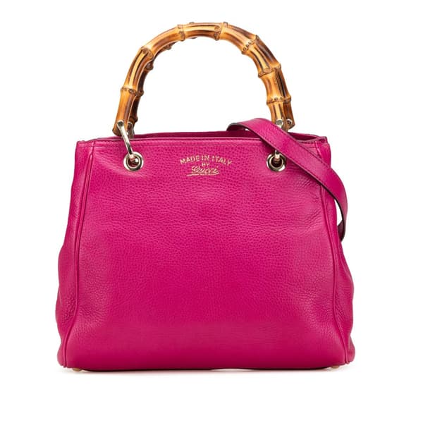 Pre-owned Gucci Small Calfskin Bamboo Shopper Satchel Pink