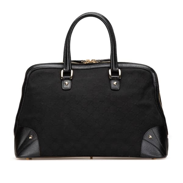 Pre-owned Gucci GG Canvas Dome Nailhead Handbag Black