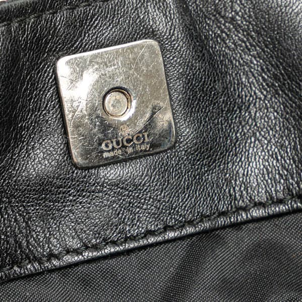 Pre-owned Gucci GG Canvas Bamboo Web Satchel Black