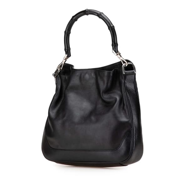 Pre-owned Gucci Leather Bamboo Satchel Black