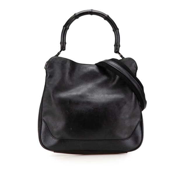 Pre-owned Gucci Leather Bamboo Satchel Black
