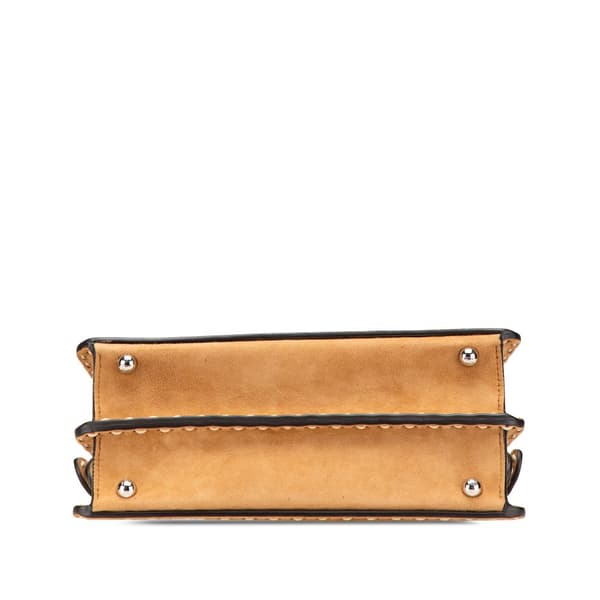 Pre-owned Fendi Small Suede Selleria Peekaboo ISeeU Satchel Brown