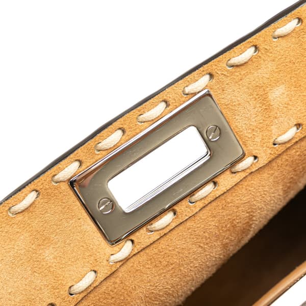 Pre-owned Fendi Small Suede Selleria Peekaboo ISeeU Satchel Brown