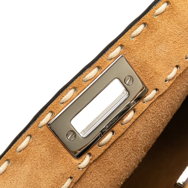 Pre-owned Fendi Small Suede Selleria Peekaboo ISeeU Satchel Brown