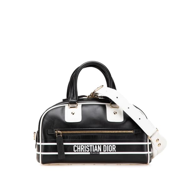 Pre-owned Dior Small Leather Dior Vibe Zip Bowling Bag Black