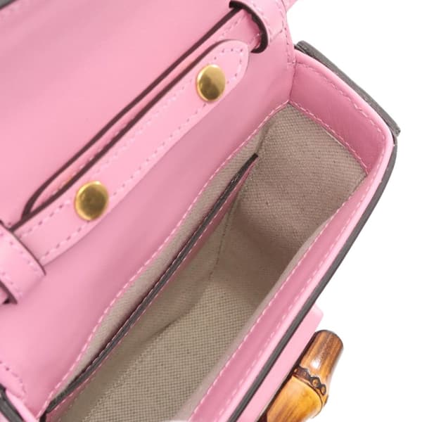 Pre-owned Gucci Mini Calfskin Bamboo Top Handle Bag Pink