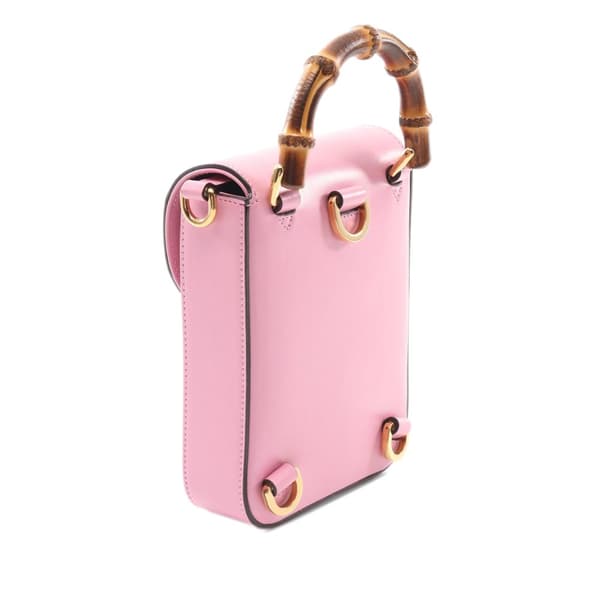 Pre-owned Gucci Mini Calfskin Bamboo Top Handle Bag Pink