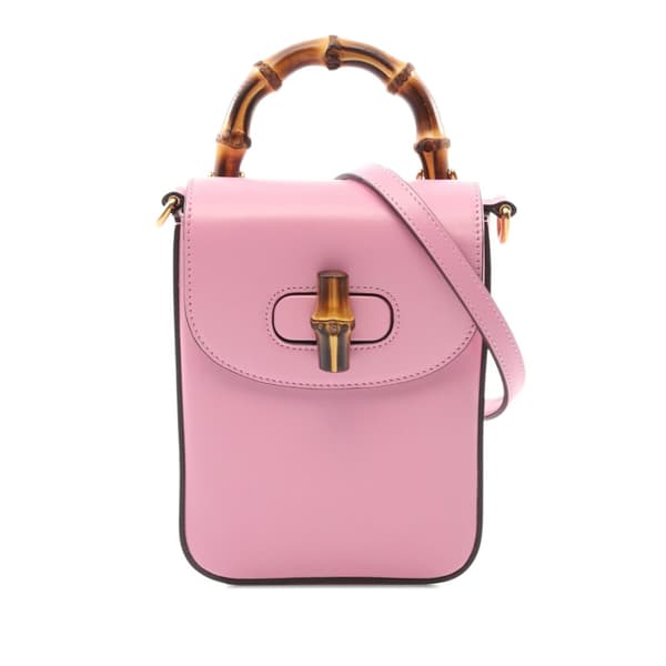 Pre-owned Gucci Mini Calfskin Bamboo Top Handle Bag Pink