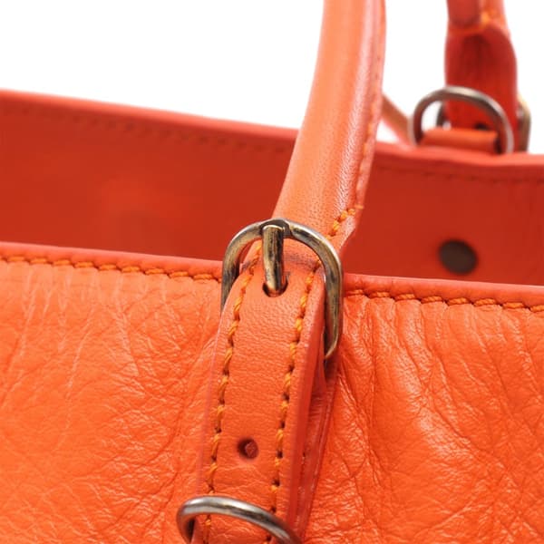 Pre-owned Balenciaga Mini Leather Papier A4 Satchel Orange
