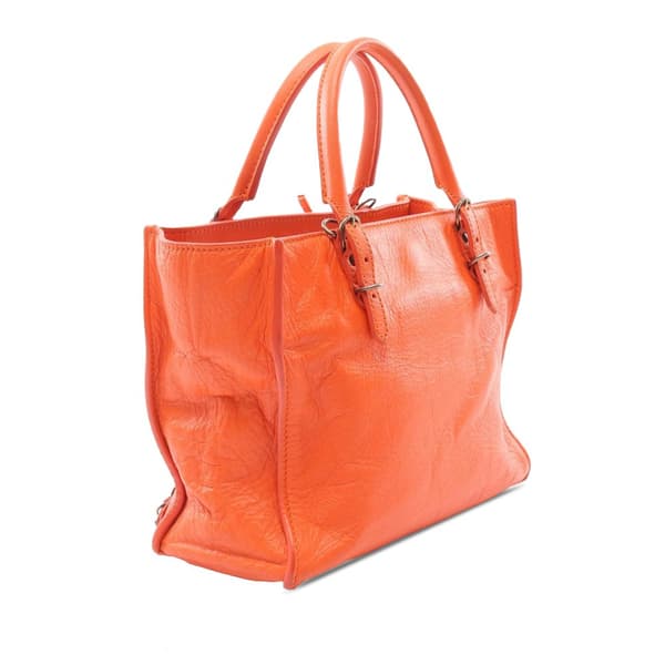 Pre-owned Balenciaga Mini Leather Papier A4 Satchel Orange
