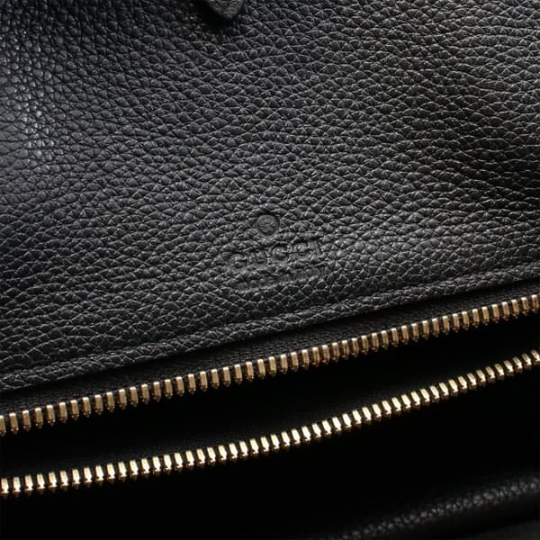Pre-owned Gucci Large Leather Logo Convertible Satchel Black
