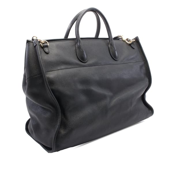 Pre-owned Gucci Large Leather Logo Convertible Satchel Black