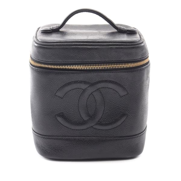 Pre-owned Chanel CC Caviar Vanity Case Black