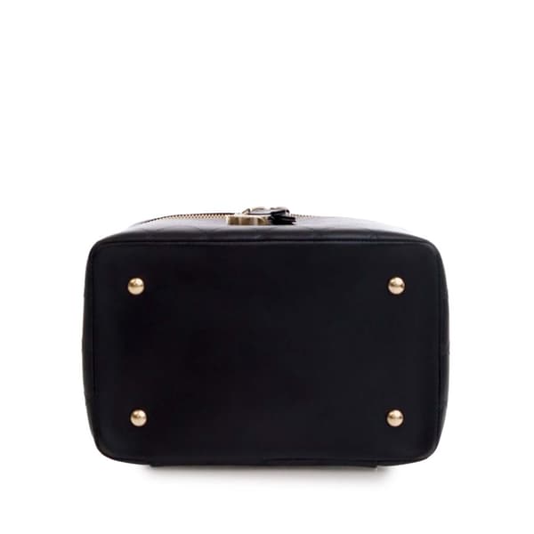 Pre-owned Chanel Large Quilted Lambskin Knock On Wood Vanity Case Black