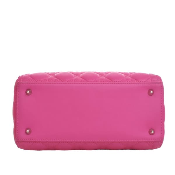 Pre-owned Dior Medium Lambskin Cannage Lady Dior Pink