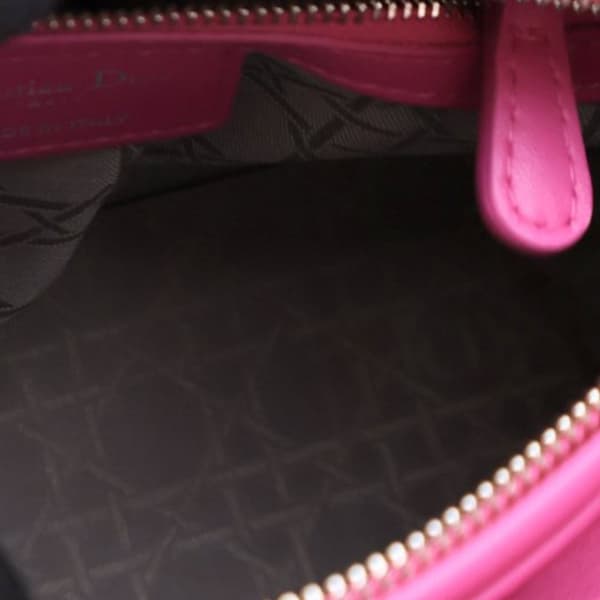Pre-owned Dior Medium Lambskin Cannage Lady Dior Pink