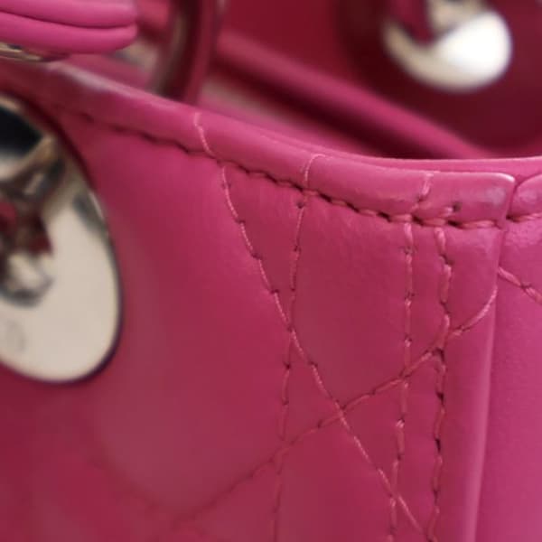 Pre-owned Dior Medium Lambskin Cannage Lady Dior Pink