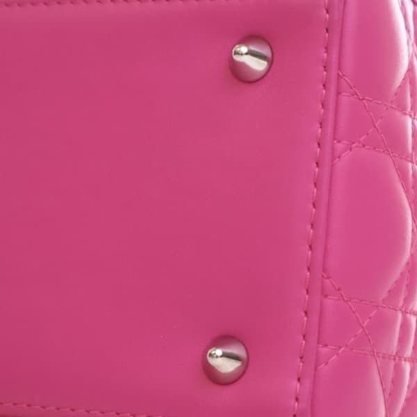 Pre-owned Dior Medium Lambskin Cannage Lady Dior Pink