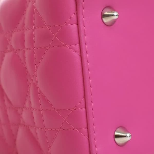 Pre-owned Dior Medium Lambskin Cannage Lady Dior Pink