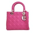 Miniatyrbild 1 av 10: Pre-owned Dior Medium Lambskin Cannage Lady Dior Pink