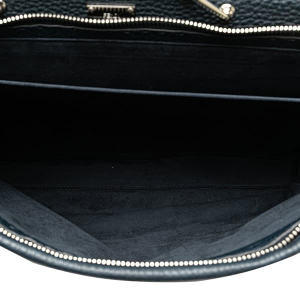 Pre-owned Fendi Large Leather Peekaboo Iconic Essential Faces Satchel Blue