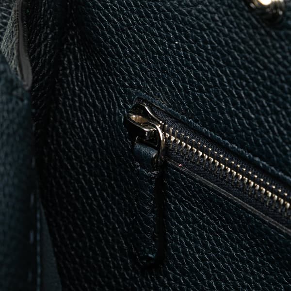 Pre-owned Fendi Large Leather Peekaboo Iconic Essential Faces Satchel Blue
