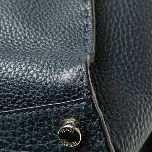 Pre-owned Fendi Large Leather Peekaboo Iconic Essential Faces Satchel Blue