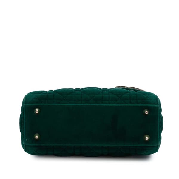 Pre-owned Dior Small Velvet Cannage My ABCDior Lady Dior Green