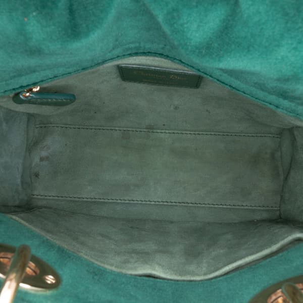 Pre-owned Dior Small Velvet Cannage My ABCDior Lady Dior Green