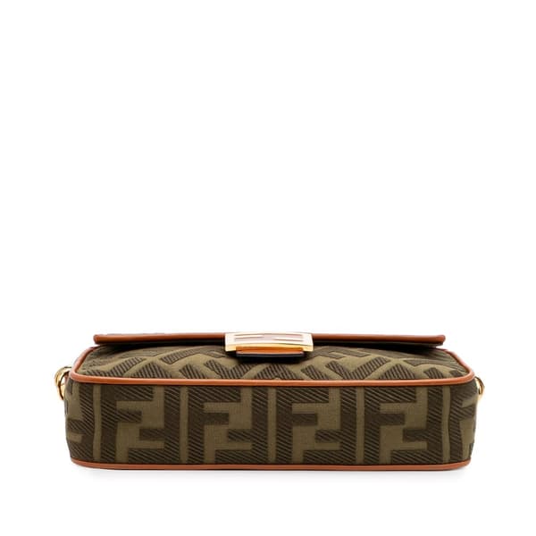 Pre-owned Fendi Zucca Embroidered Canvas Baguette Satchel Brown